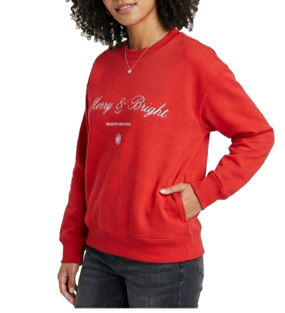 Universal Thread Red Merry & Bright Christmas Sweatshirt Medium NWT Holiday